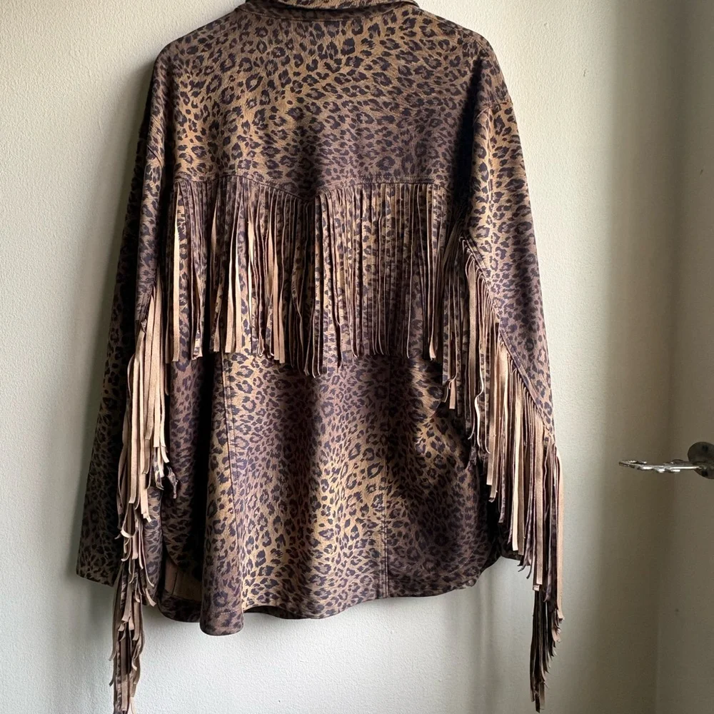 Free People Fringe Out Leopard Print Jacket - Picture 4 of 6